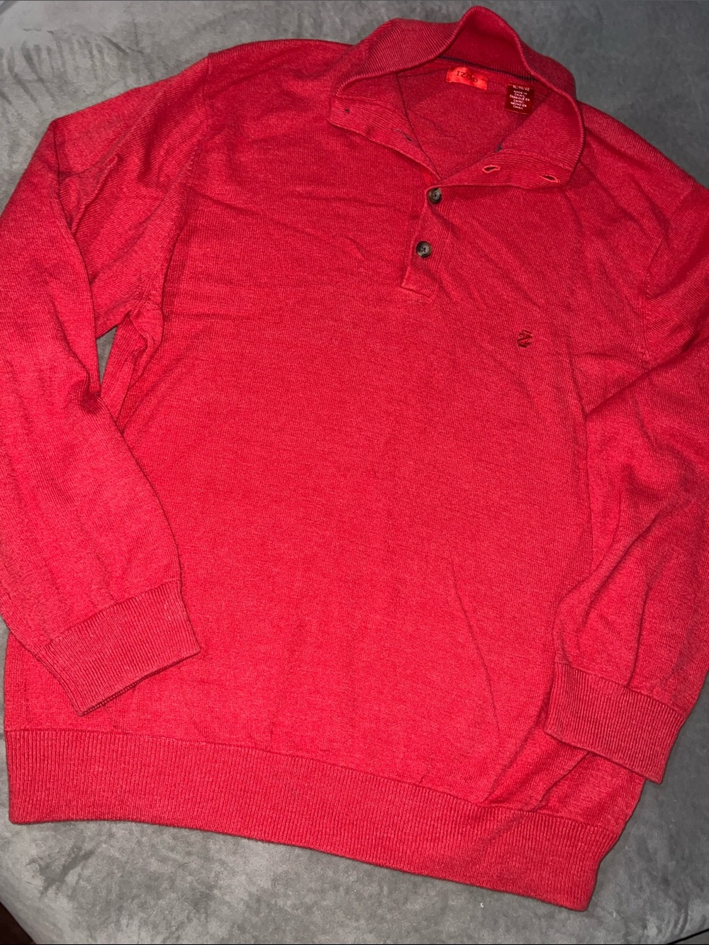 Izod Red Long Sleeve Knit Polo Sweater